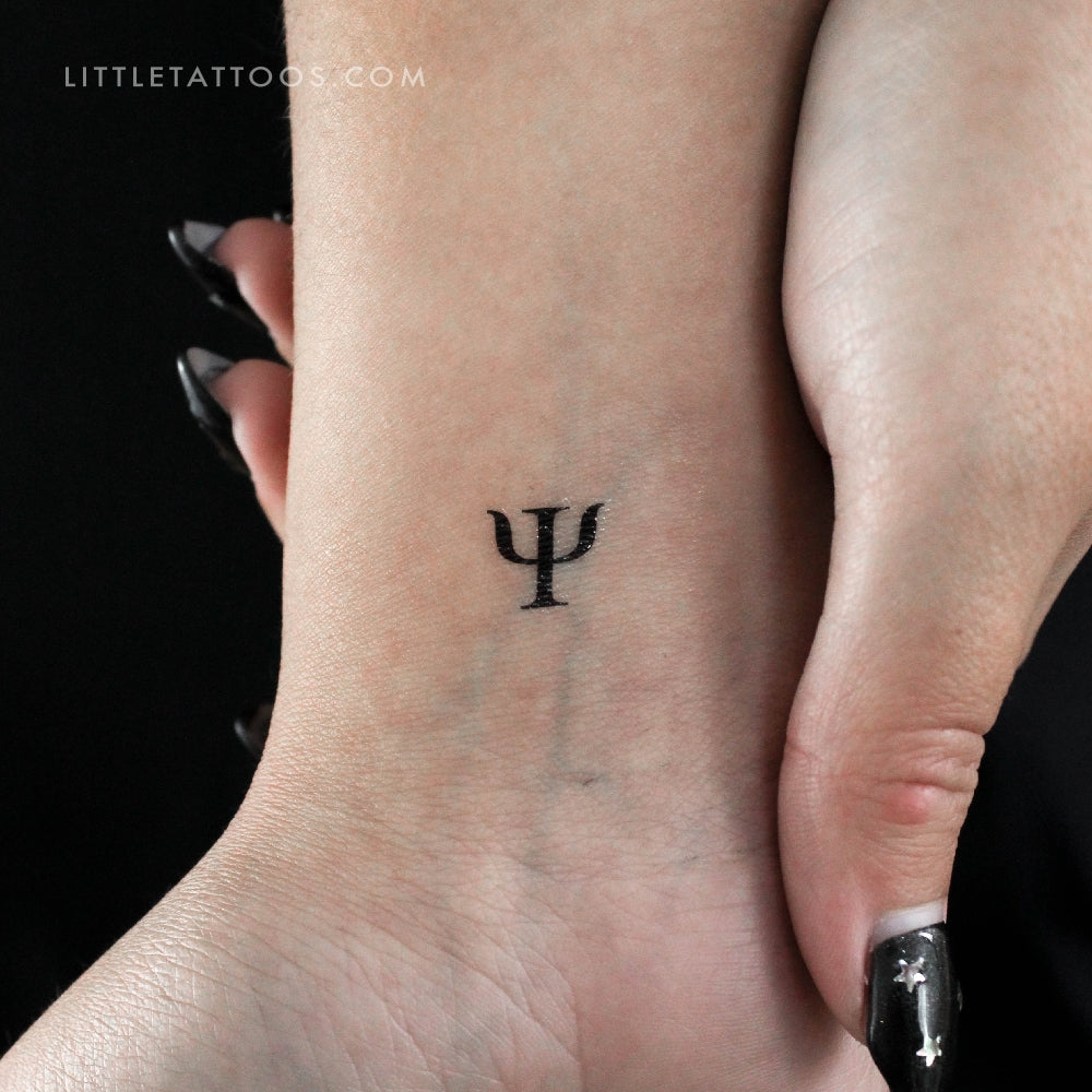 Uppercase Psi Temporary Tattoo - Set of 3