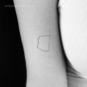 Arizona Map Outline Temporary Tattoo - Set of 3