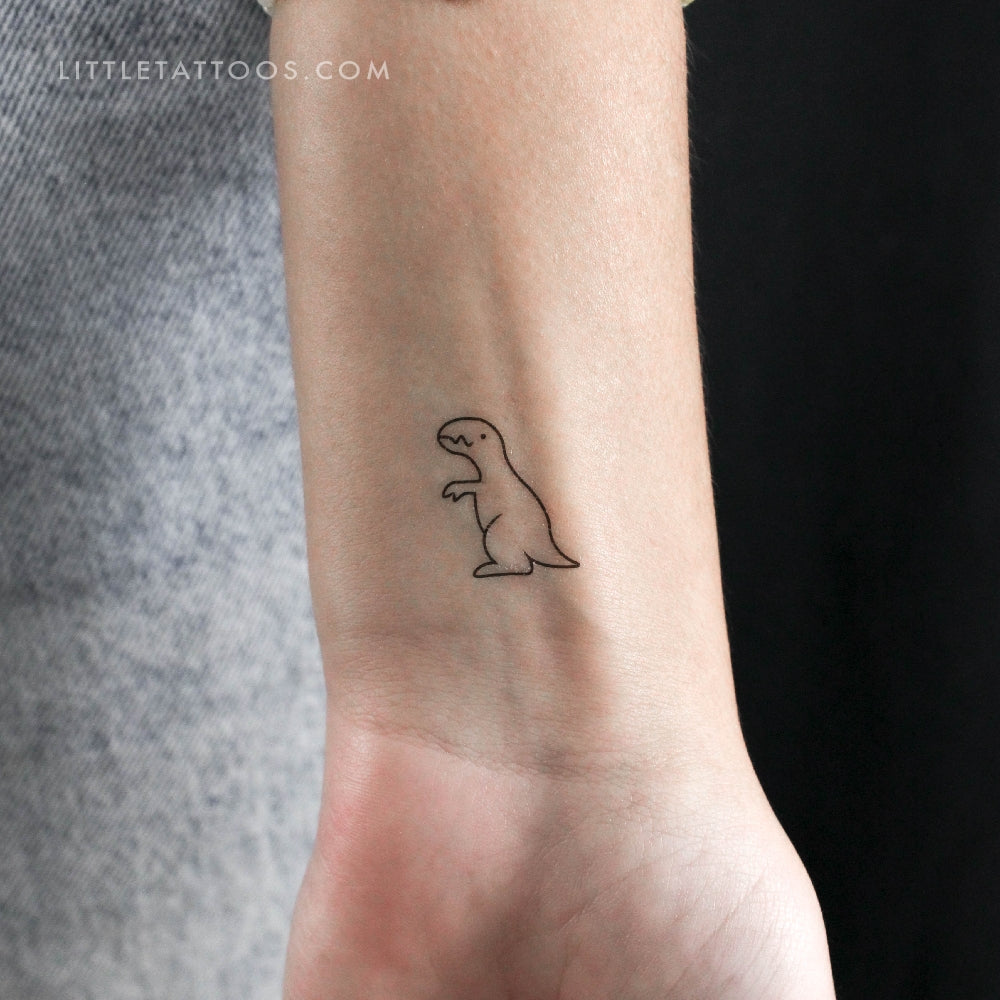 Minimalist T-Rex Dinosaur Temporary Tattoo - Set of 3
