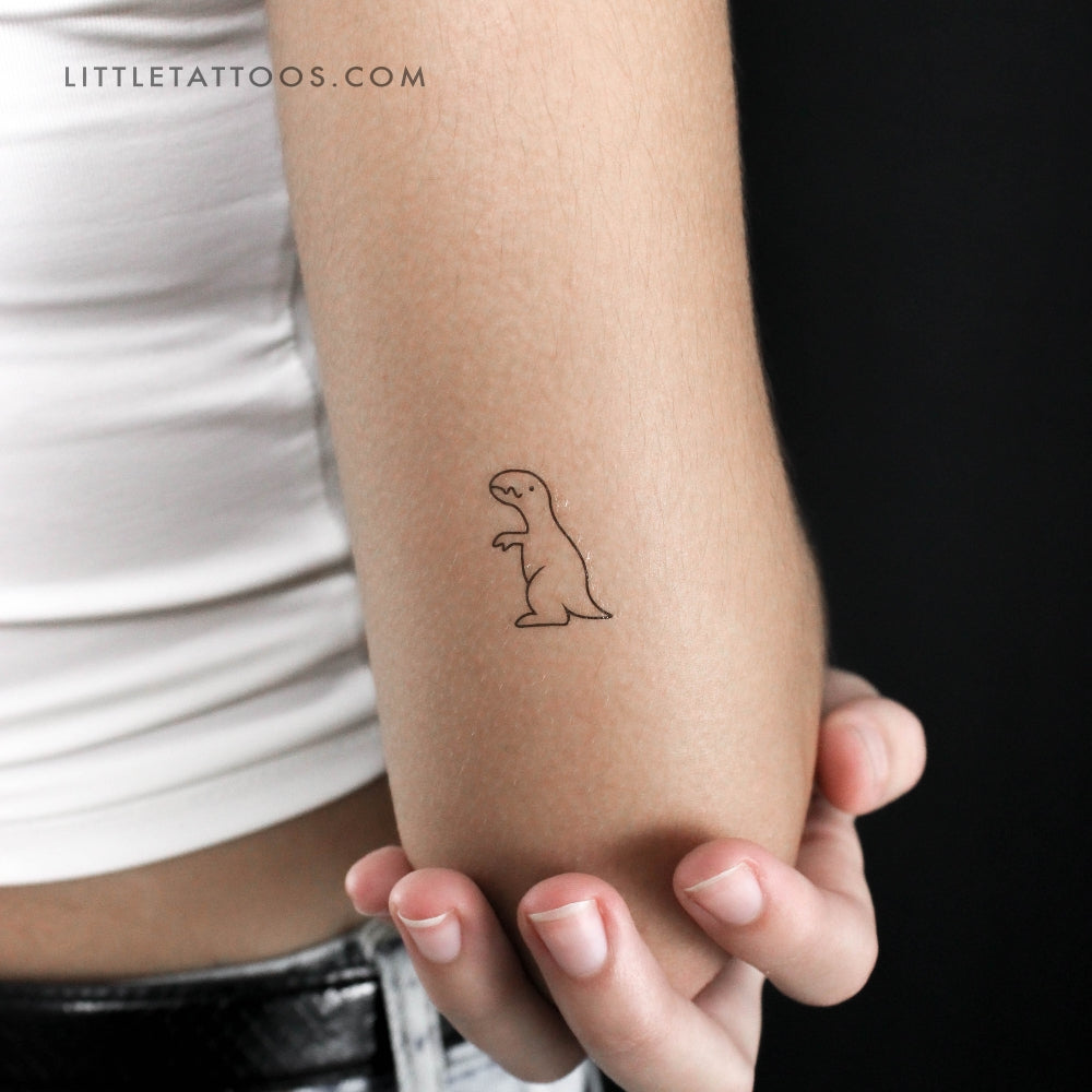 Minimalist T-Rex Dinosaur Temporary Tattoo - Set of 3