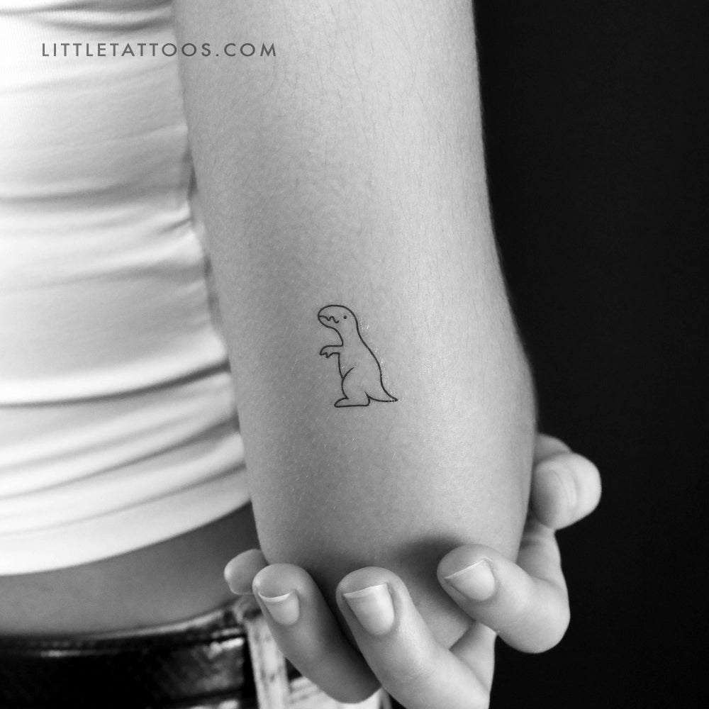 Minimalist T-Rex Dinosaur Temporary Tattoo - Set of 3