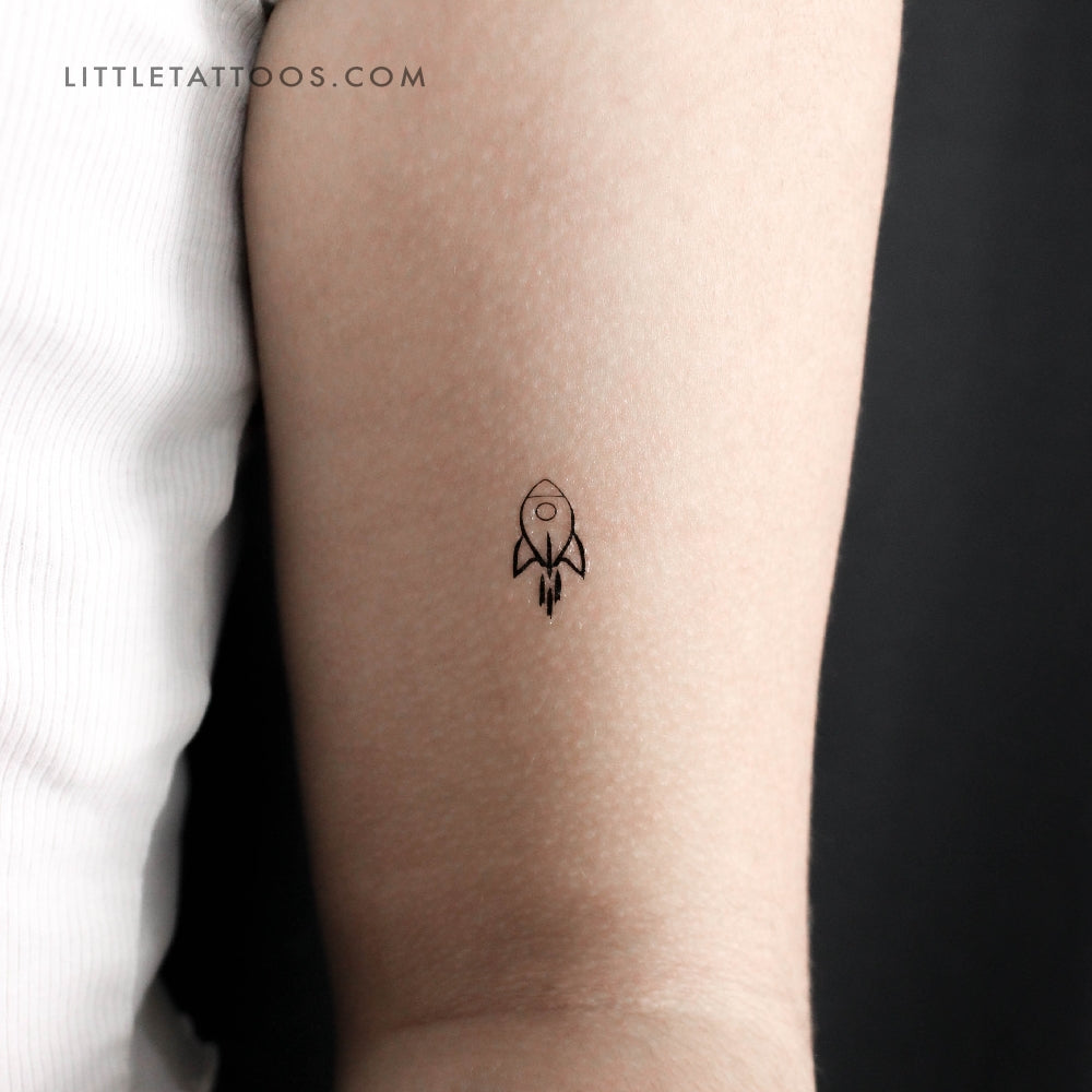 Minimalist Rocket Temporary Tattoo - Set of 3