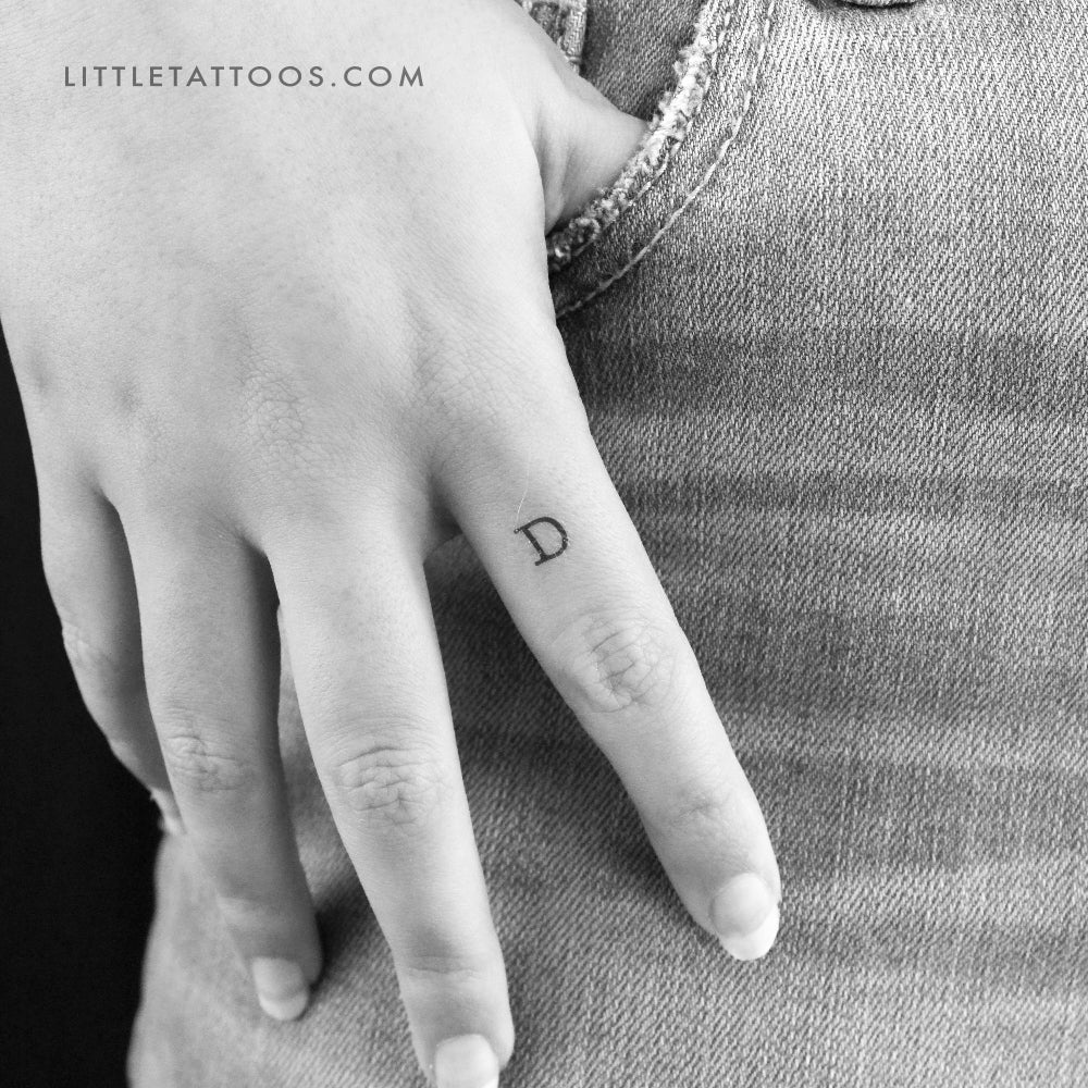 D Uppercase Typewriter Letter Temporary Tattoo - Set of 3