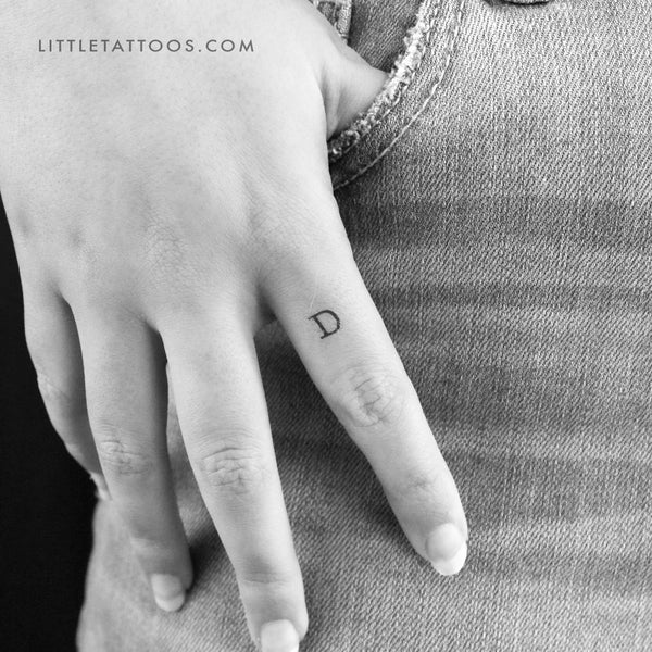 D Uppercase Typewriter Letter Temporary Tattoo - Set of 3