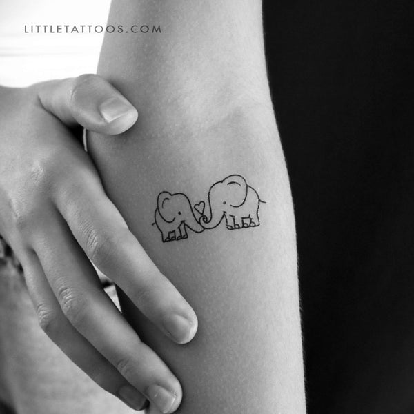 Elephants In Love Temporary Tattoo - Set of 3