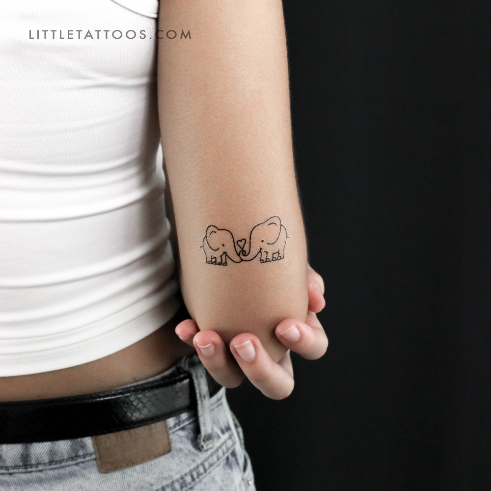 Tatuaje temporal de elefantes enamorados (juego de 3)