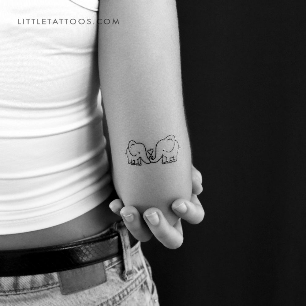 Tatuaje temporal de elefantes enamorados (juego de 3)