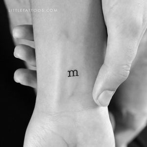 M Lowercase Typewriter Letter Temporary Tattoo - Set of 3