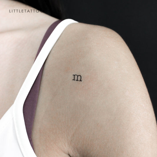 M Lowercase Typewriter Letter Temporary Tattoo - Set of 3