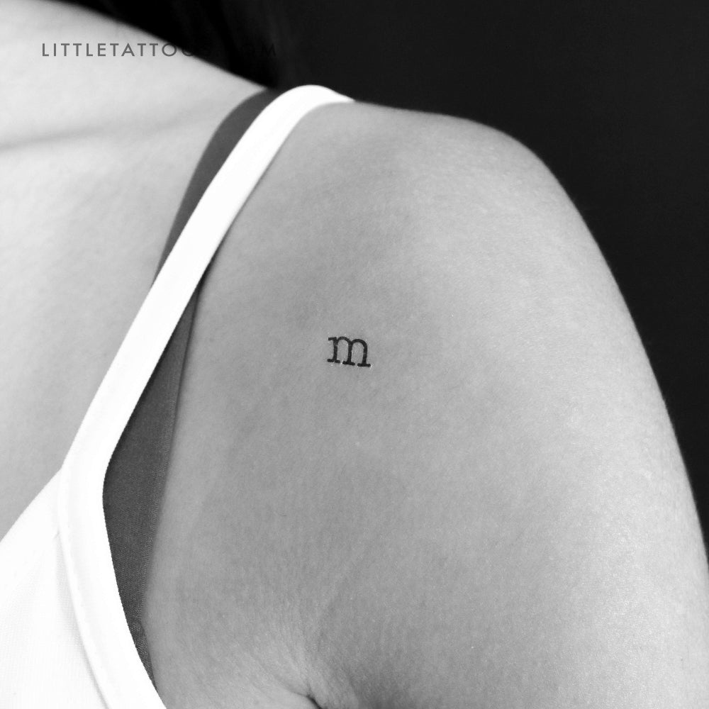 M Lowercase Typewriter Letter Temporary Tattoo - Set of 3
