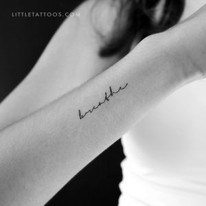 Handwritten Font 'Breathe' Temporary Tattoo - Set of 3