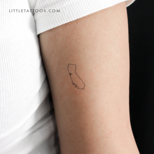 California Map Outline Temporary Tattoo - Set of 3