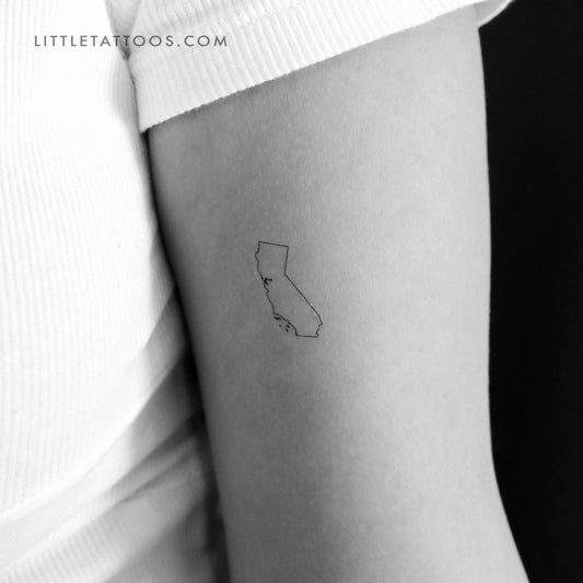 California Map Outline Temporary Tattoo - Set of 3