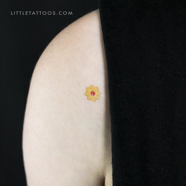Yellow Flower Temporary Tattoo - Set of 3