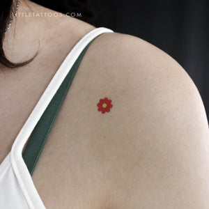 Red Flower Temporary Tattoo - Set of 3