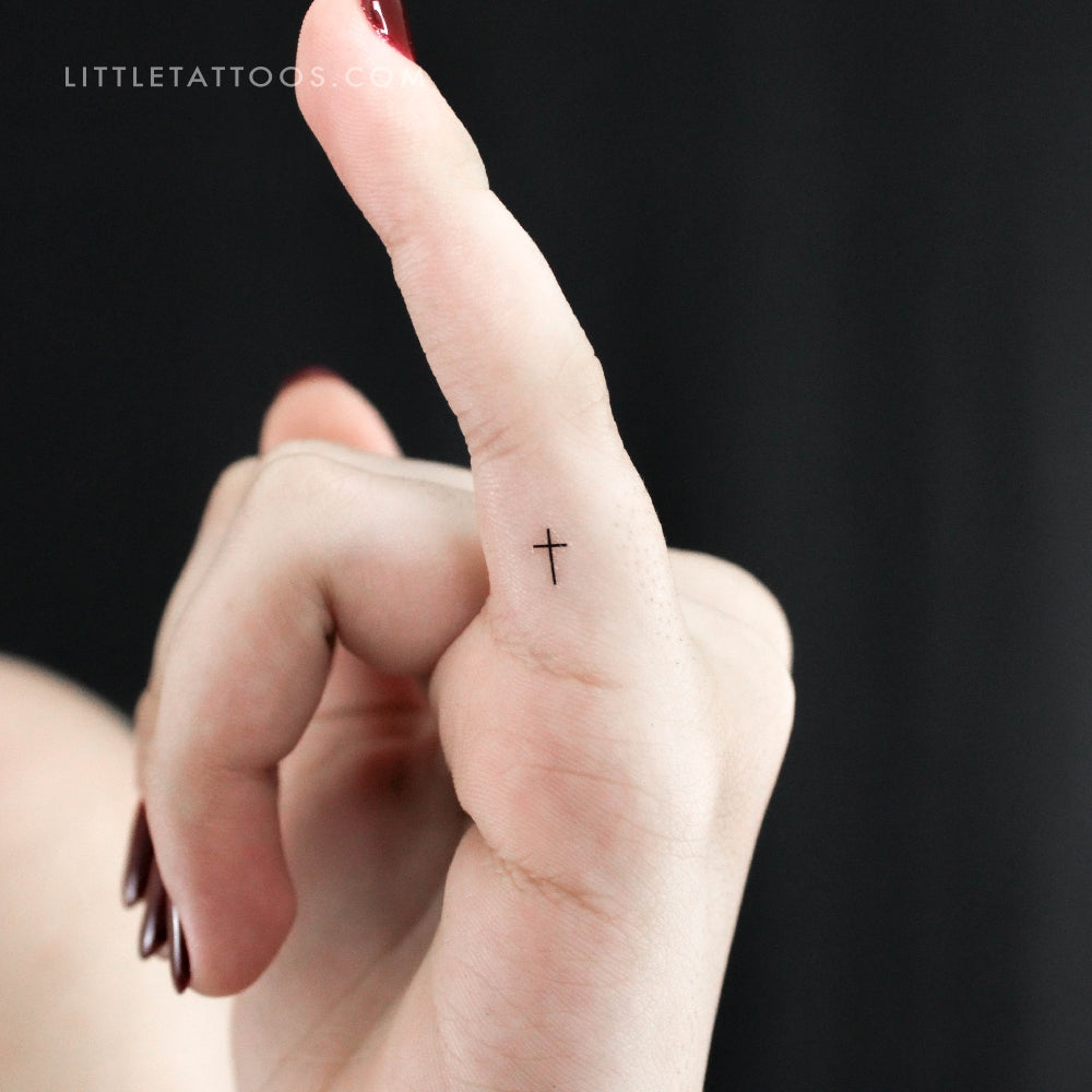 Tatuaje temporal de cruz minimalista diminuta (juego de 3)