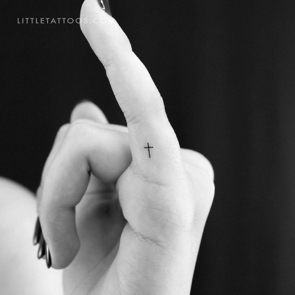 Tatuaje temporal de cruz minimalista diminuta (juego de 3)