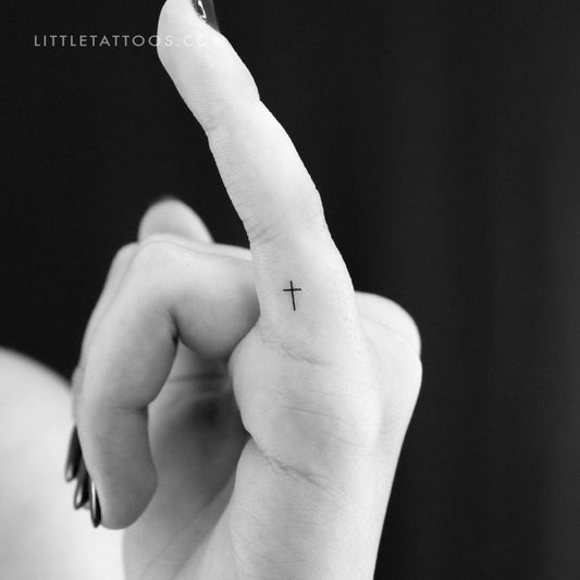 Tiny Minimalist Cross Temporary Tattoo - Set of 3