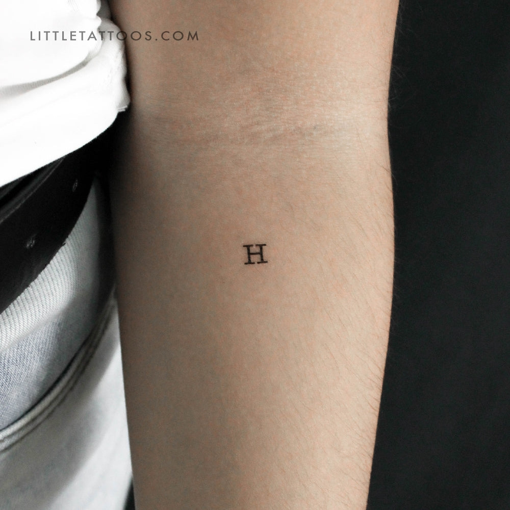 Tatuaje temporal de la letra H mayúscula de máquina de escribir (juego de 3)