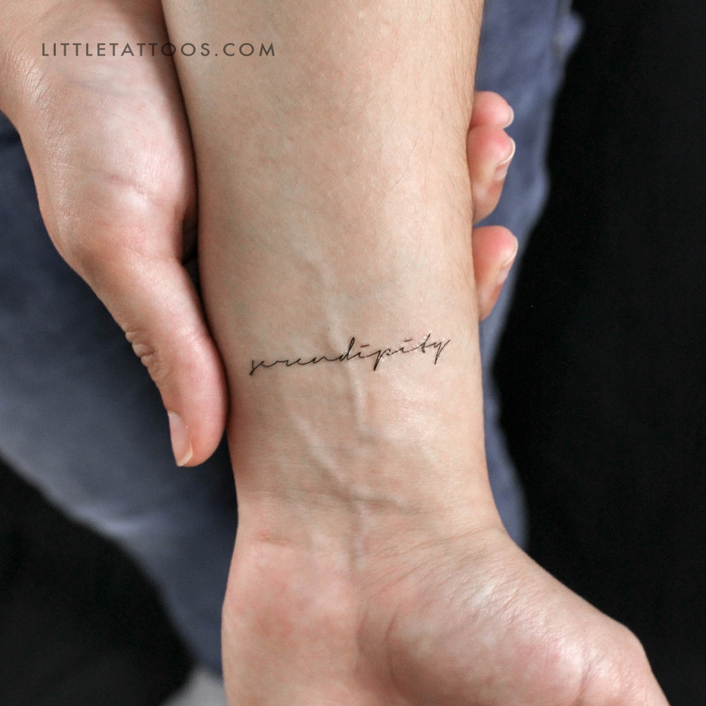 Handwritten Font Serendipity Temporary Tattoo - Set of 3