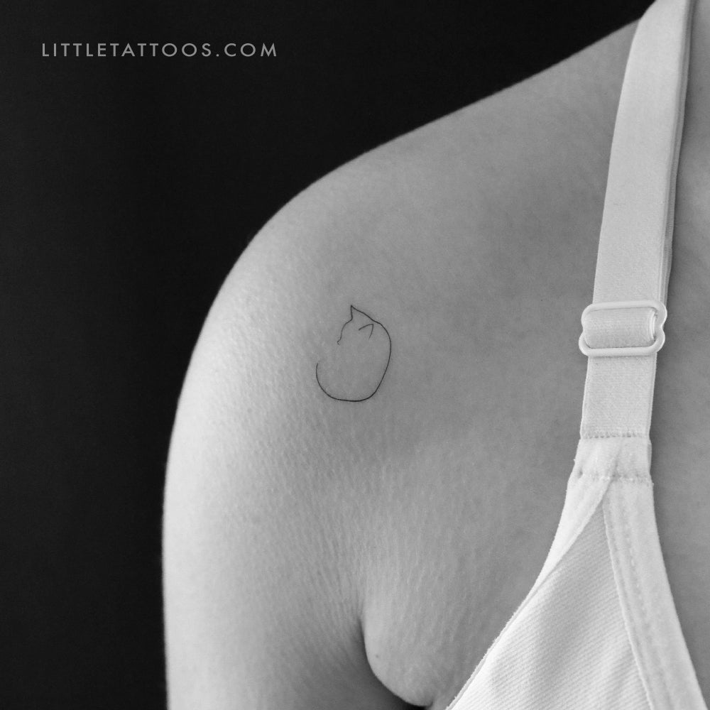 Minimalist Standing Cat Temporary Tattoo - Set of 3