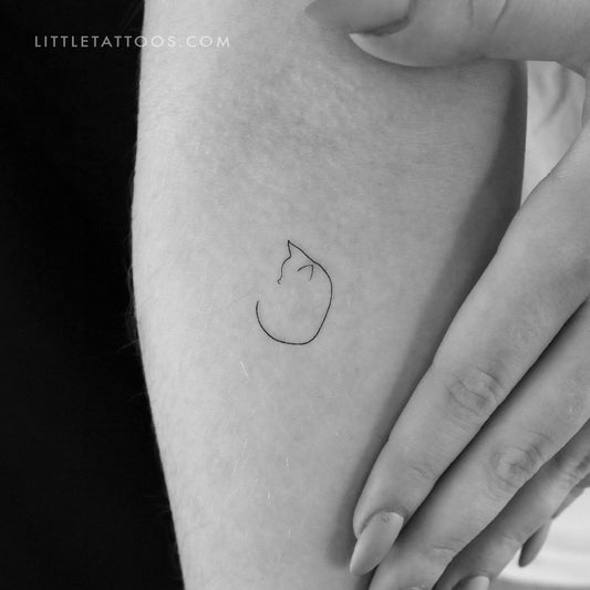 Minimalist Standing Cat Temporary Tattoo - Set of 3