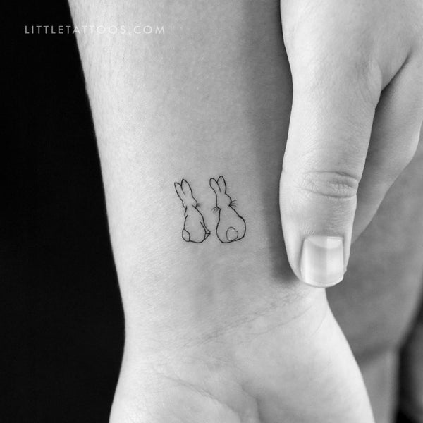 Rabbit Couple Temporary Tattoo - Set of 3