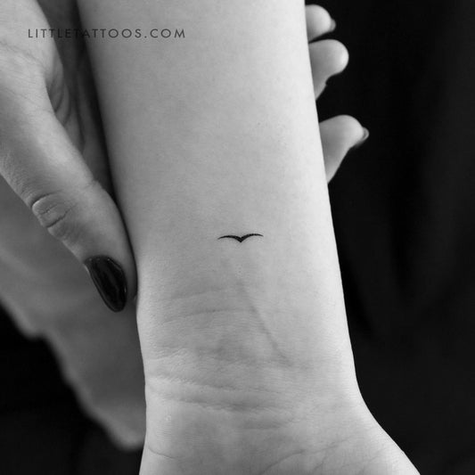Tatuaje temporal minimalista de gaviota (juego de 3)
