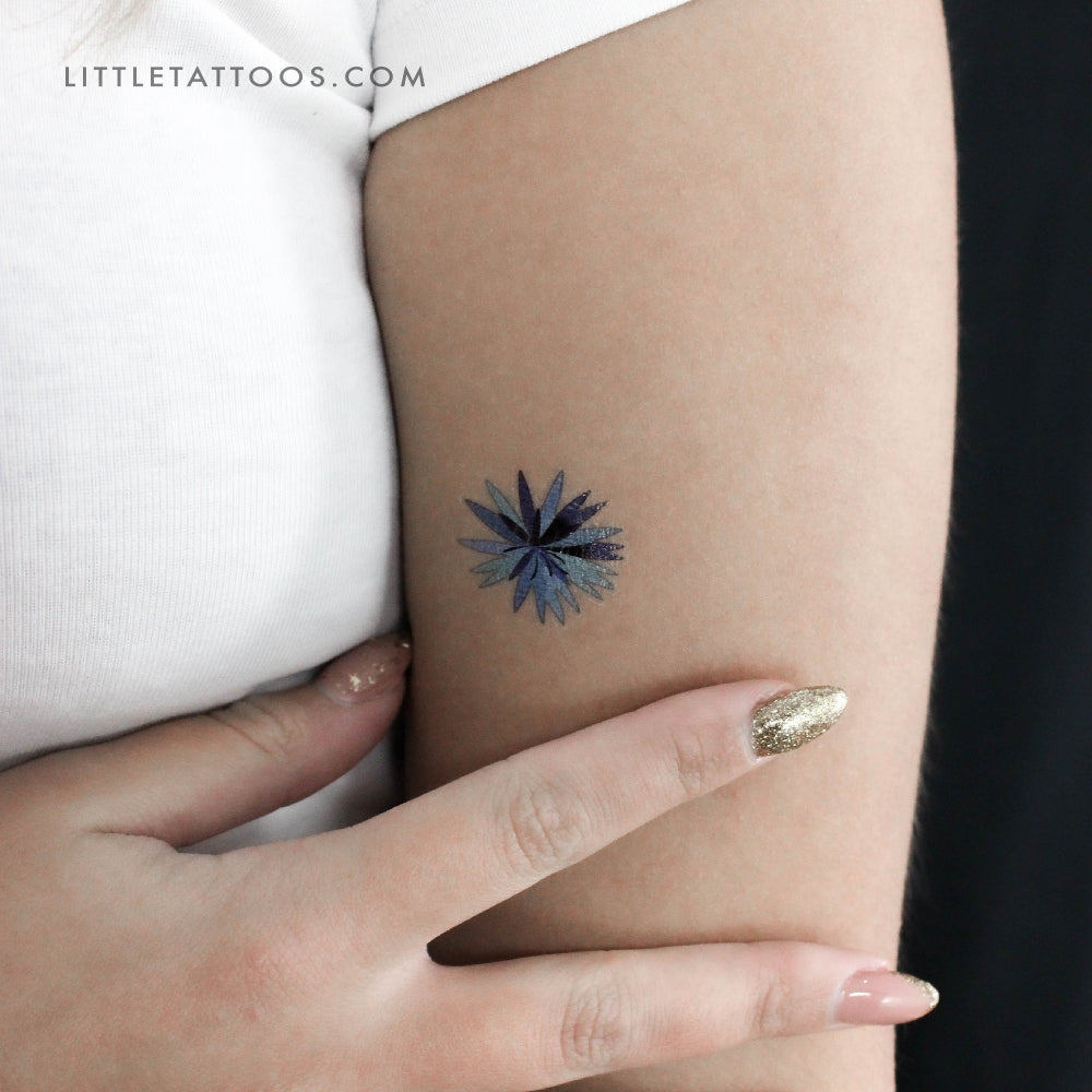 Cornflower Flower By Ann Lilya Temporary Tattoo - Set of 3