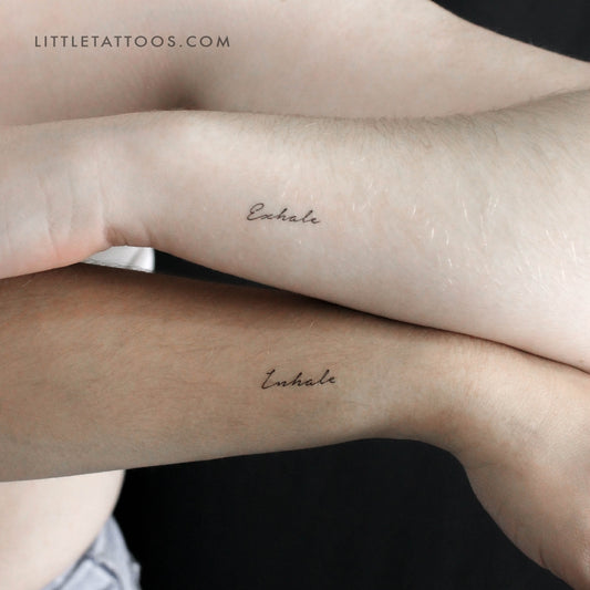 Matching Inhale Exhale Temporary Tattoo - Set of 3+3