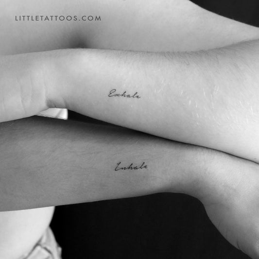 Matching Inhale Exhale Temporary Tattoo - Set of 3+3