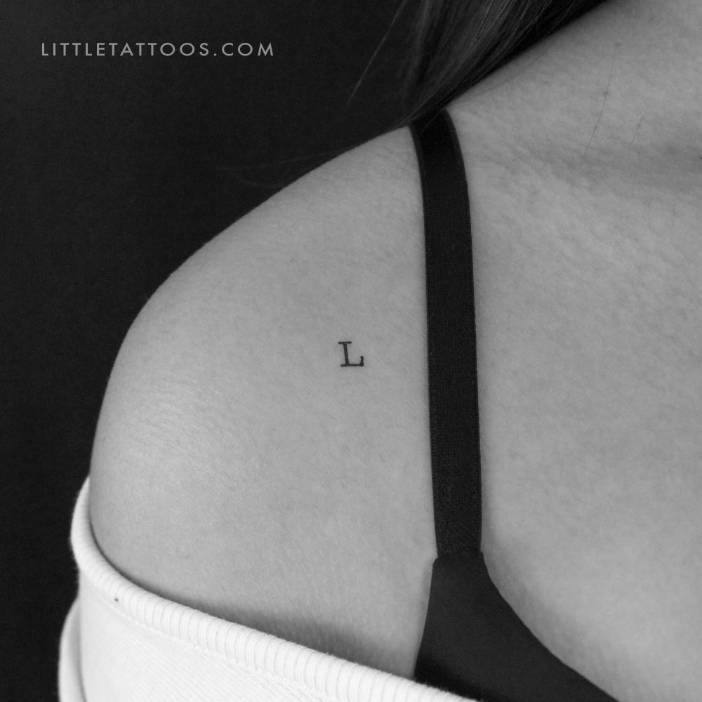 Tatuaje temporal de la letra L mayúscula de máquina de escribir (juego de 3)