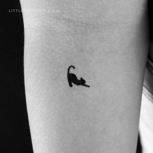 Stretching Black Cat Temporary Tattoo - Set of 3
