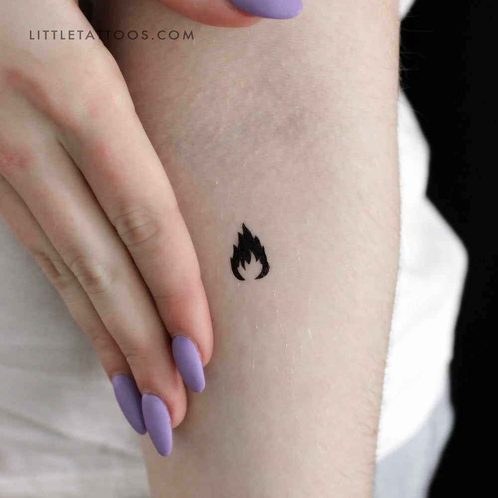 Black Fire Flame Temporary Tattoo - Set of 3