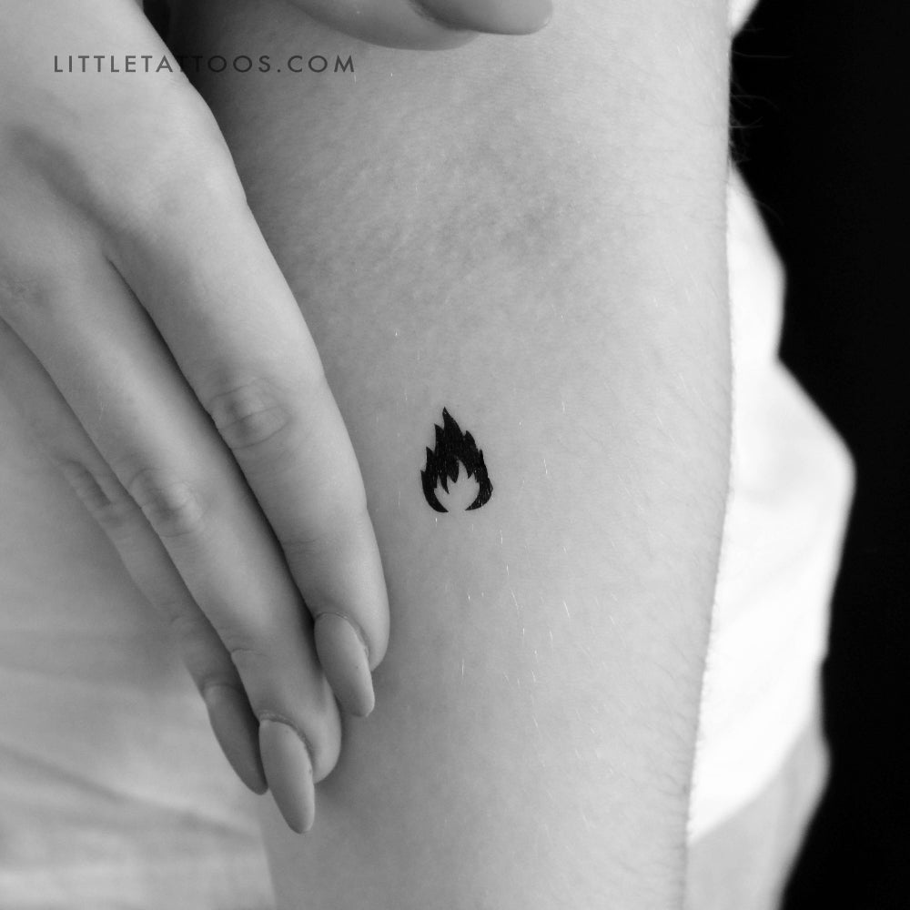 Black Fire Flame Temporary Tattoo - Set of 3