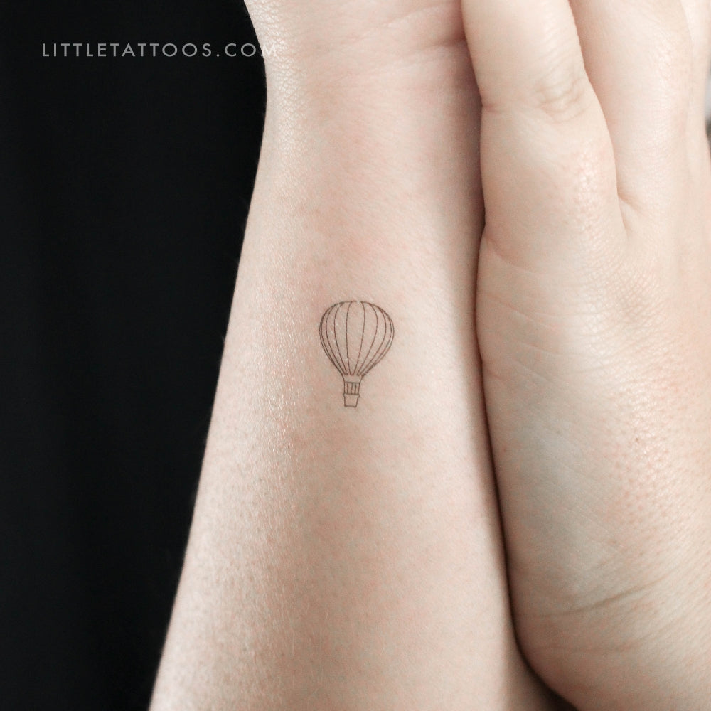 Tiny Hot Air Balloon Temporary Tattoo - Set of 3