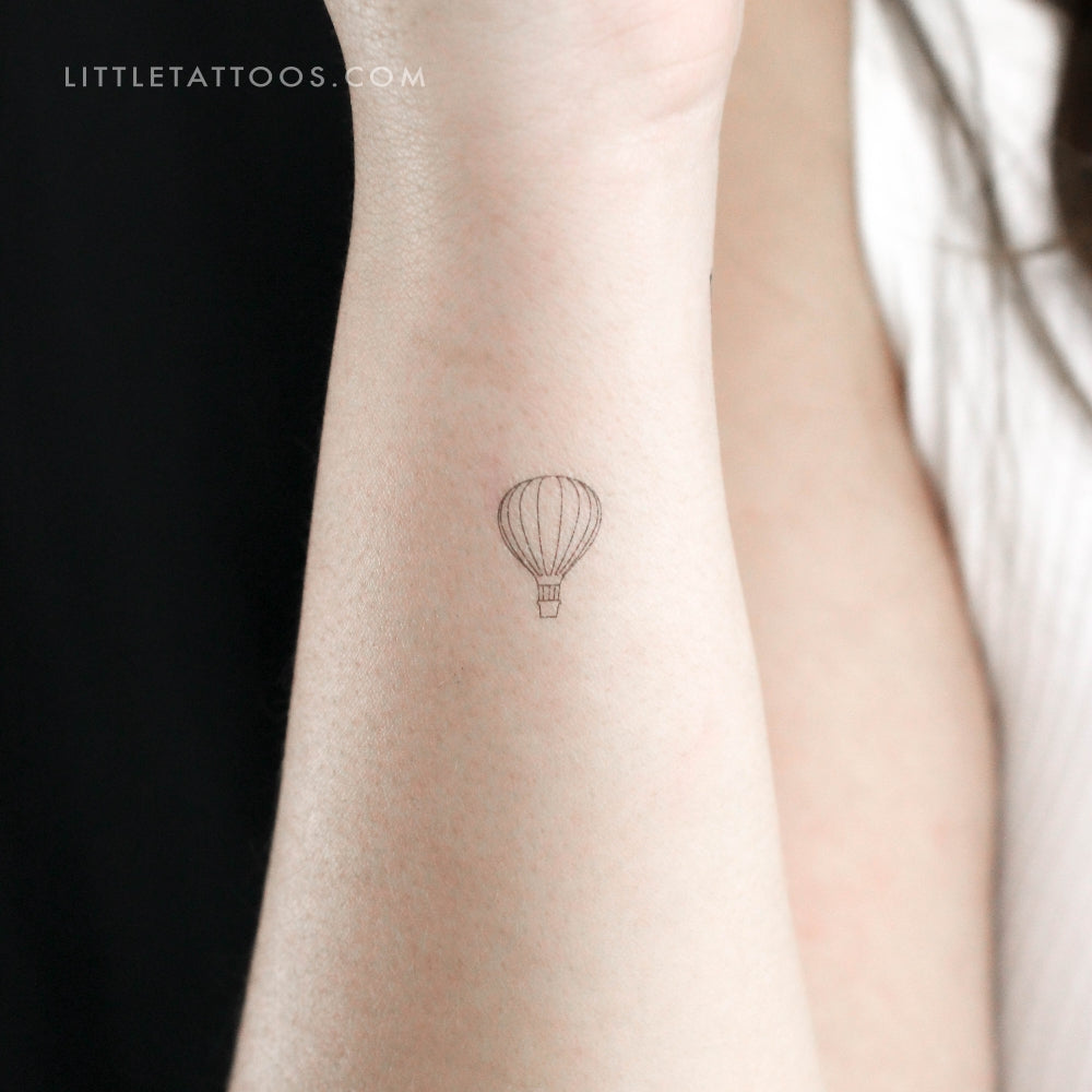 Tiny Hot Air Balloon Temporary Tattoo - Set of 3