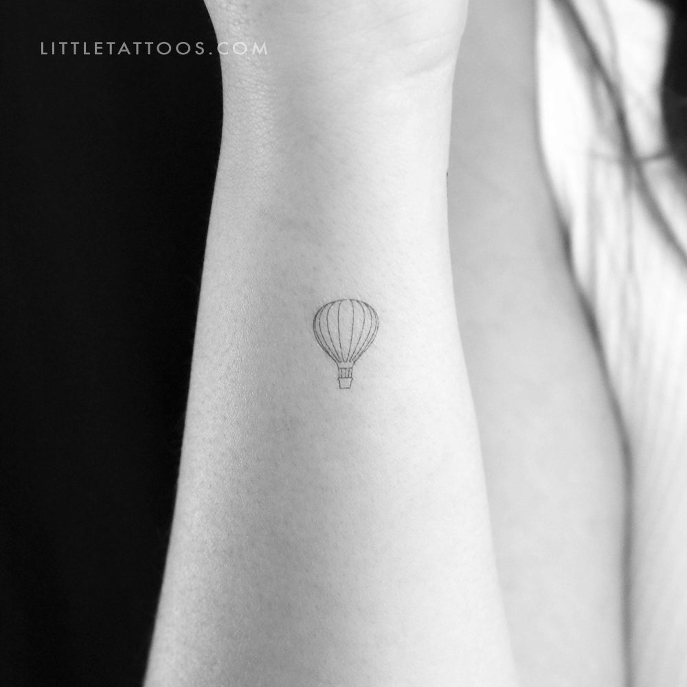 Tiny Hot Air Balloon Temporary Tattoo - Set of 3