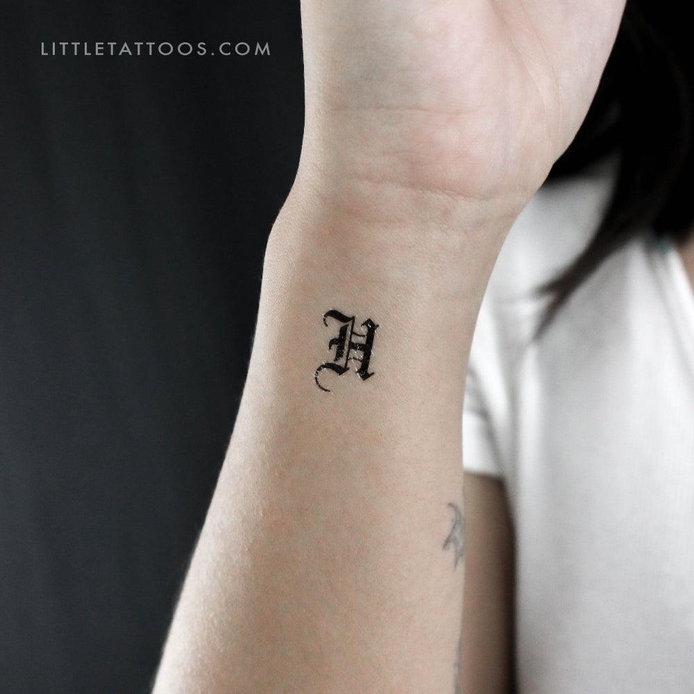 Gothic H Letter Temporary Tattoo - Set of 3