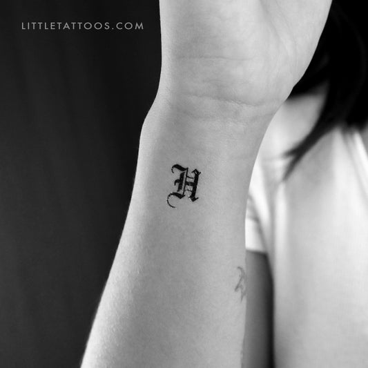 Tatuaje temporal de la letra H gótica - Juego de 3