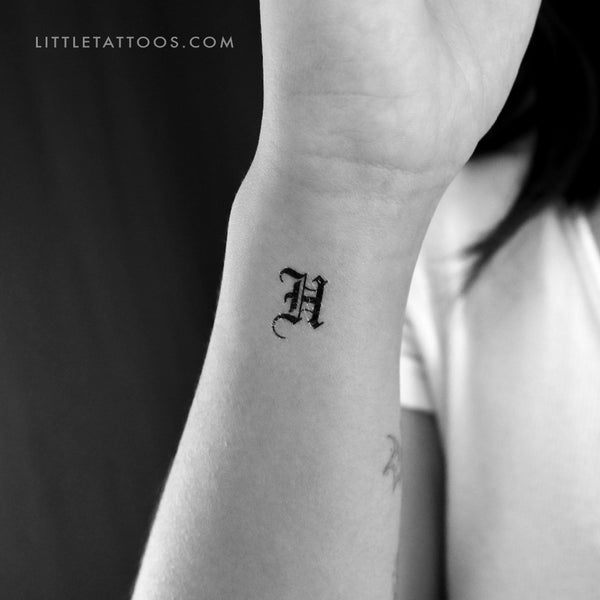 Gothic H Letter Temporary Tattoo - Set of 3