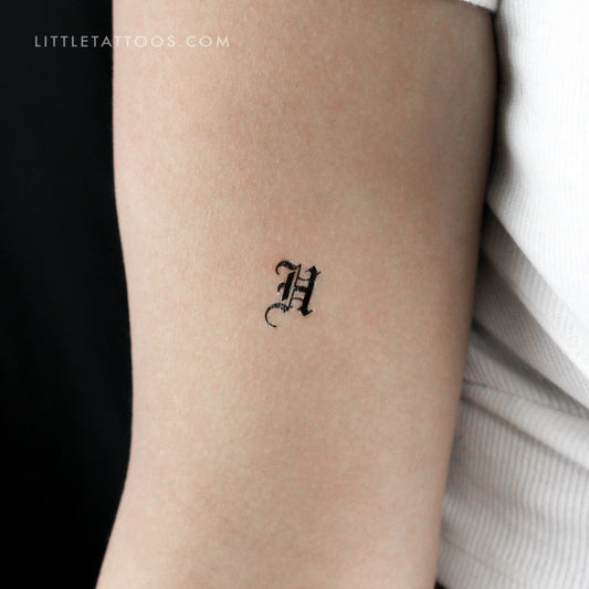 Tatuaje temporal de la letra H gótica - Juego de 3