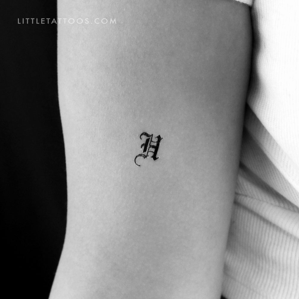 Gothic H Letter Temporary Tattoo - Set of 3