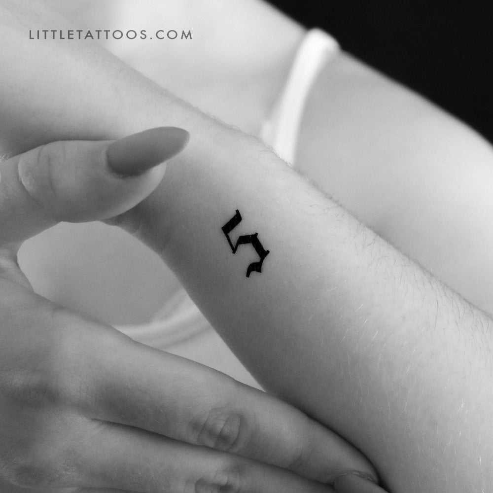 Gothic Number 5 Temporary Tattoo - Set of 3
