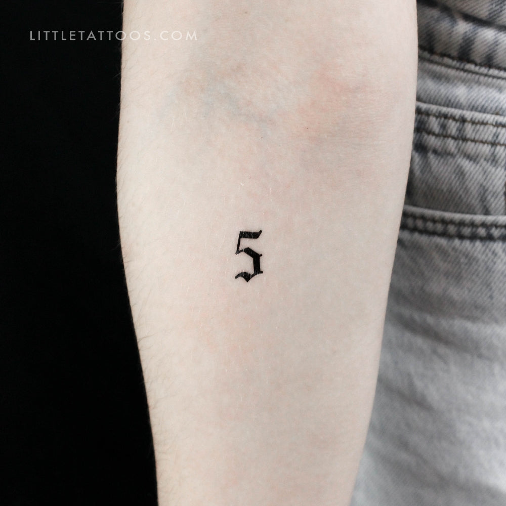 Gothic Number 5 Temporary Tattoo - Set of 3