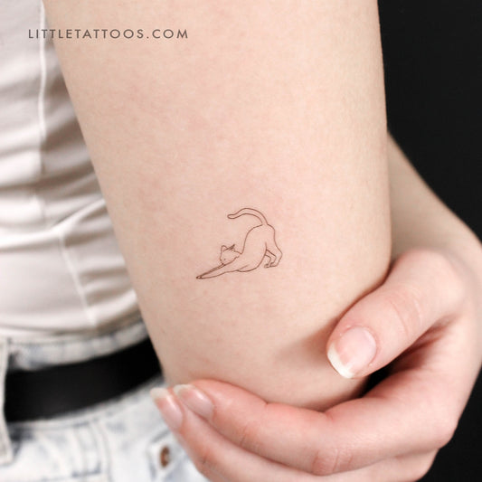 Stretching Cat Temporary Tattoo - Set of 3