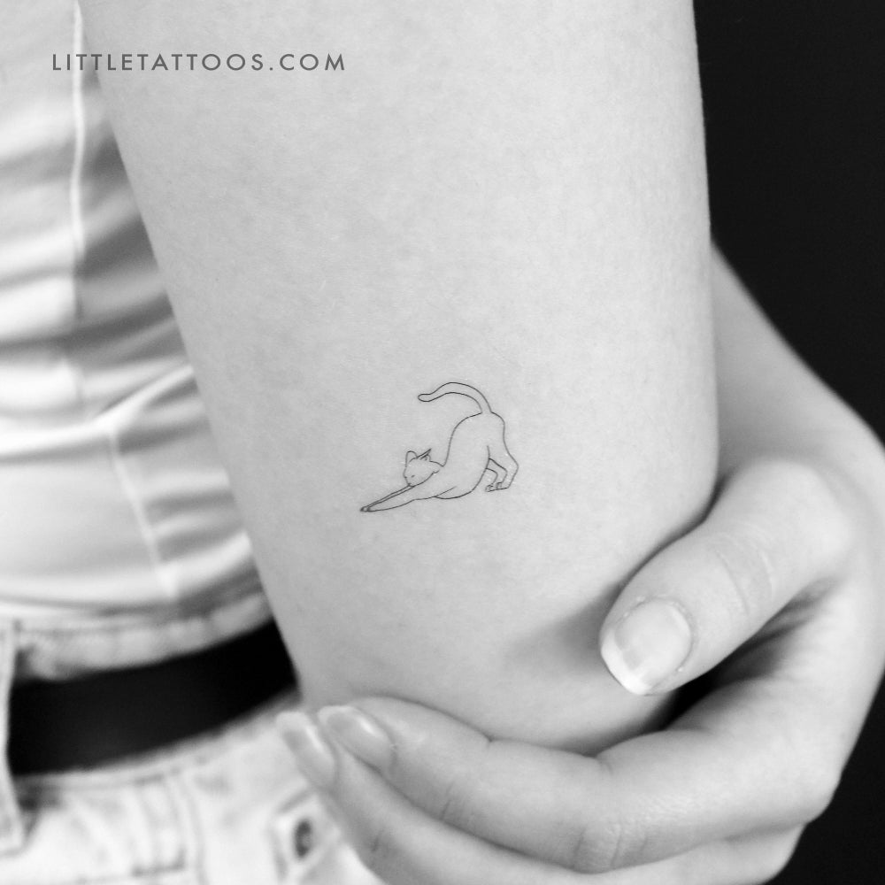 Stretching Cat Temporary Tattoo - Set of 3