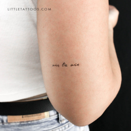 Vis Ta Vie Handwritten Font Temporary Tattoo - Set of 3