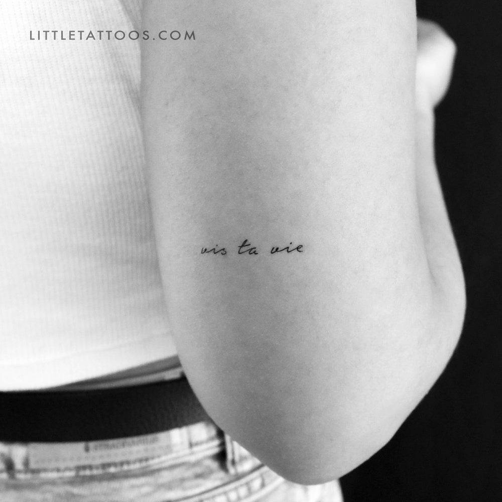 Vis Ta Vie Handwritten Font Temporary Tattoo - Set of 3