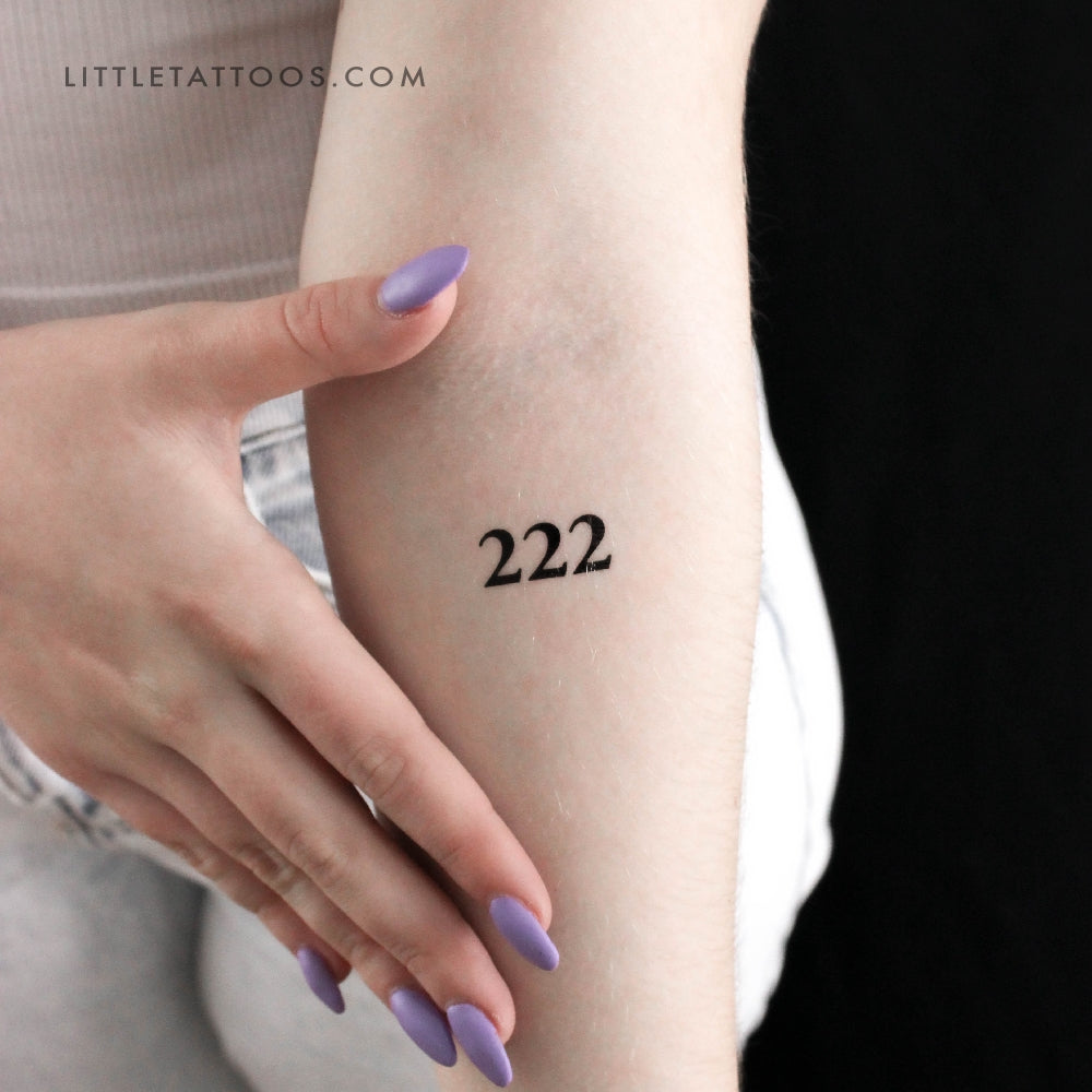 222 Angel Number Temporary Tattoo - Set of 3